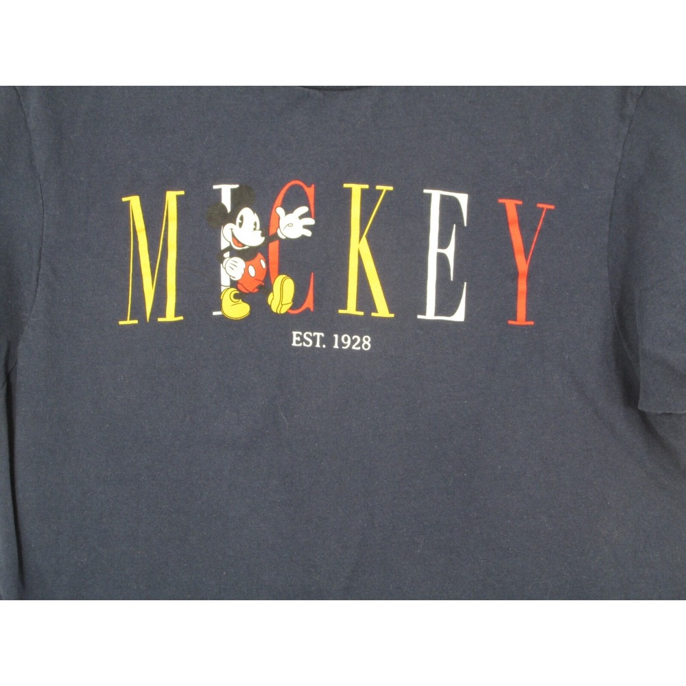 Disney Mickey Mouse T-Shirt Youth Medium Blue Graphic Tee Est 1928 Short Sleeve